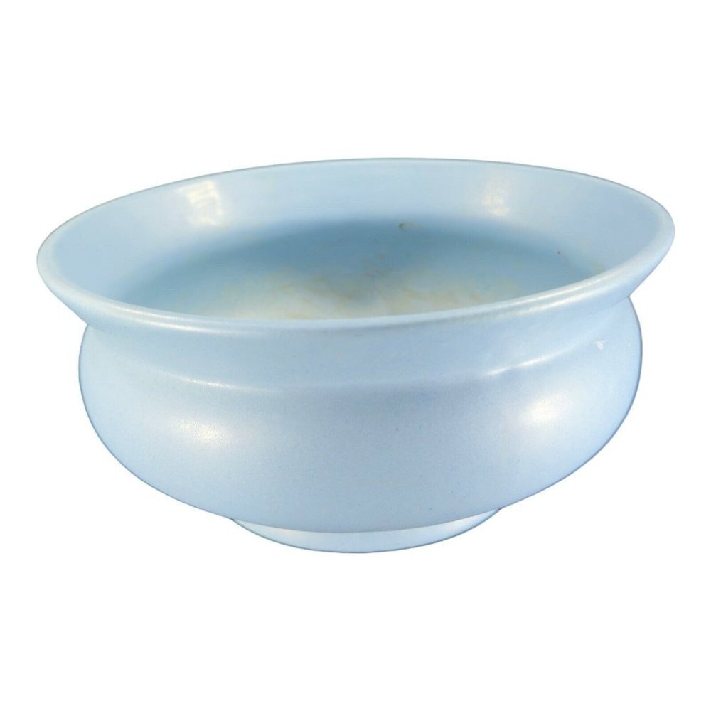 Antique Hand‎ Made Pottery Bowl Planter Light Blue Glazed Ceramic Vintage Dish